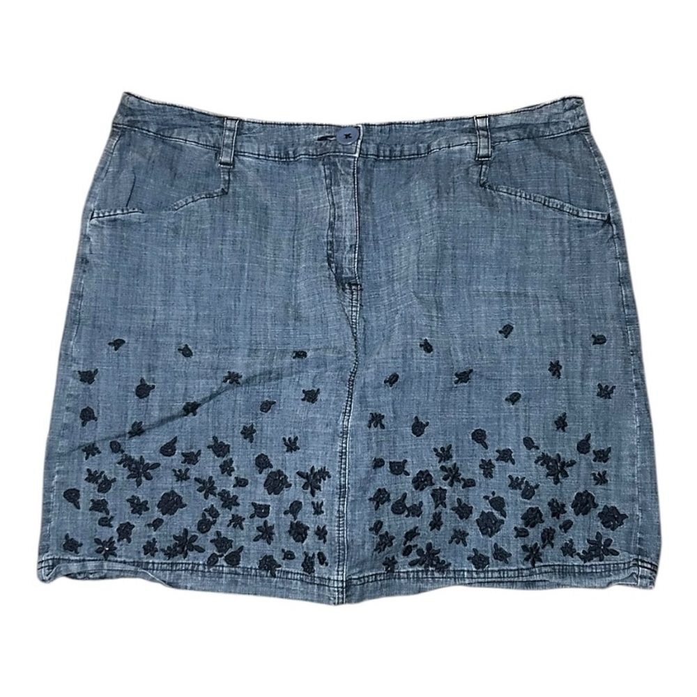 Karen Scott Blue Floral Embroidered Mini Skirt Size 16
